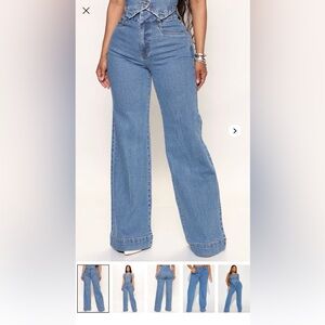 Fashion Nova Light Blue High-Rise Wide Leg Jeans